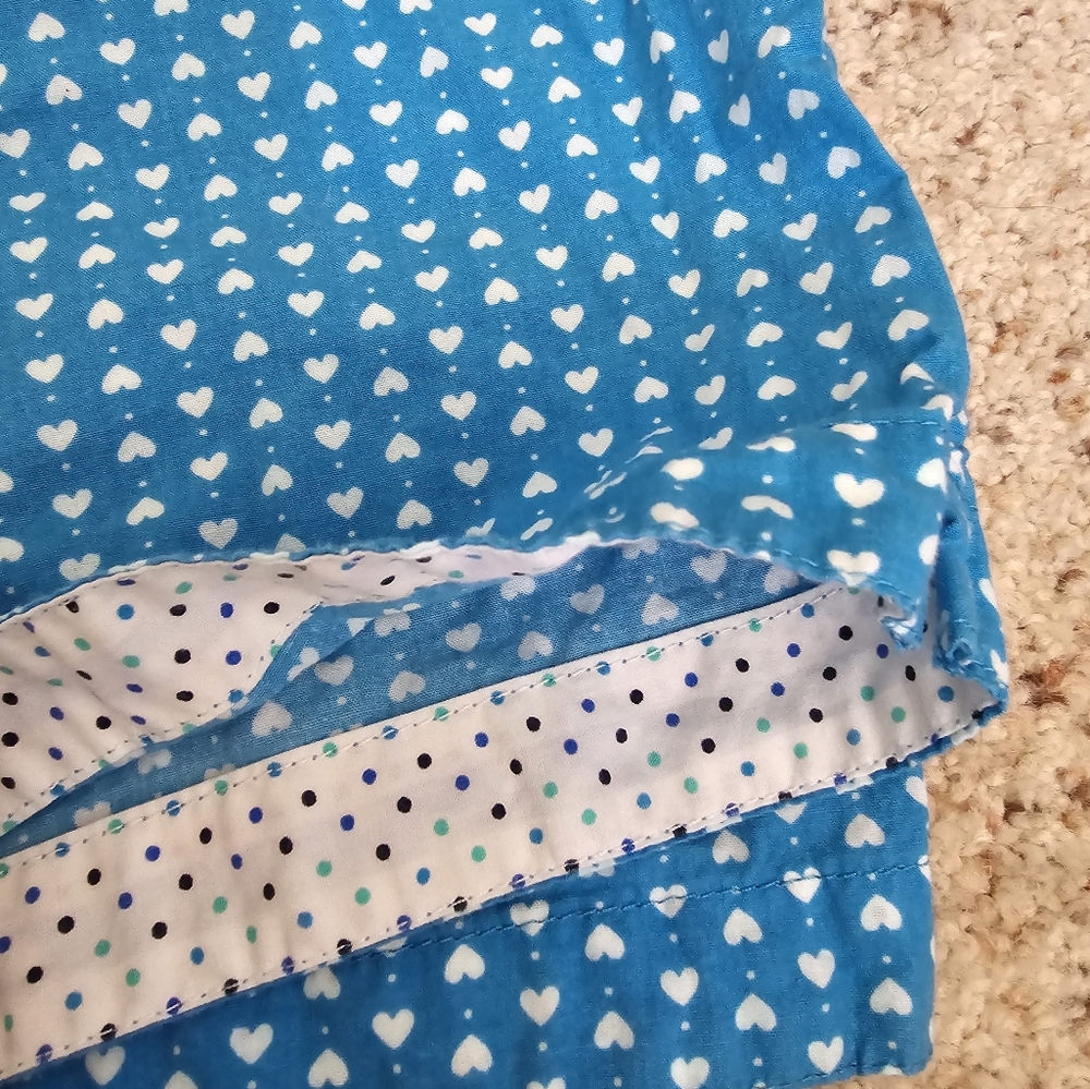 🌙Xhilaration Sleep Pants/Capris Turquois with White Hearts Size M - Picture 3 of 4